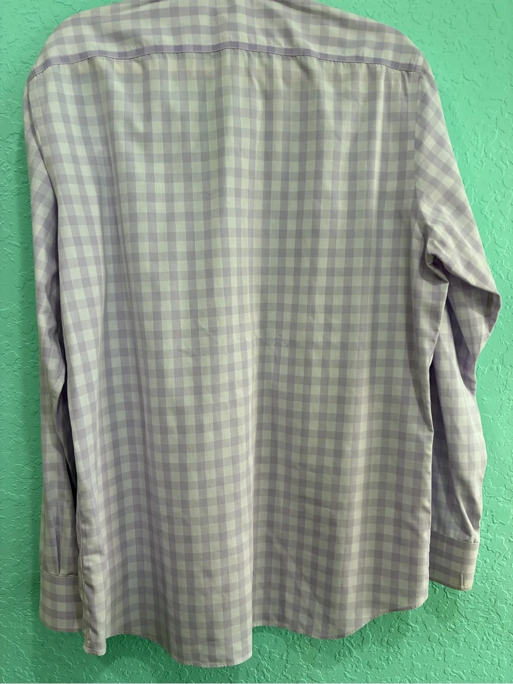 Banana Republic Lavender Check gingham purple Dress Shirt L non iron